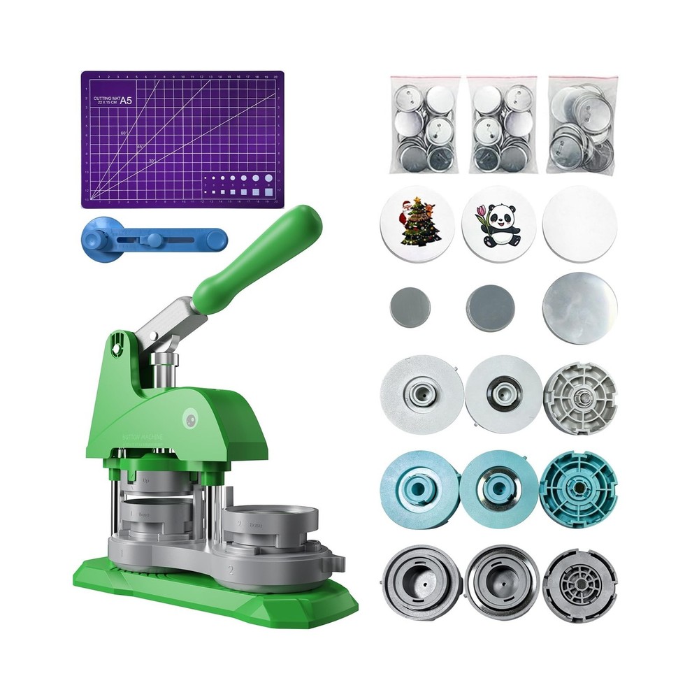Button Maker Machine 3 Sizes, DIY Pin Making Machine 1+1.25+2.25 inch, Interc...