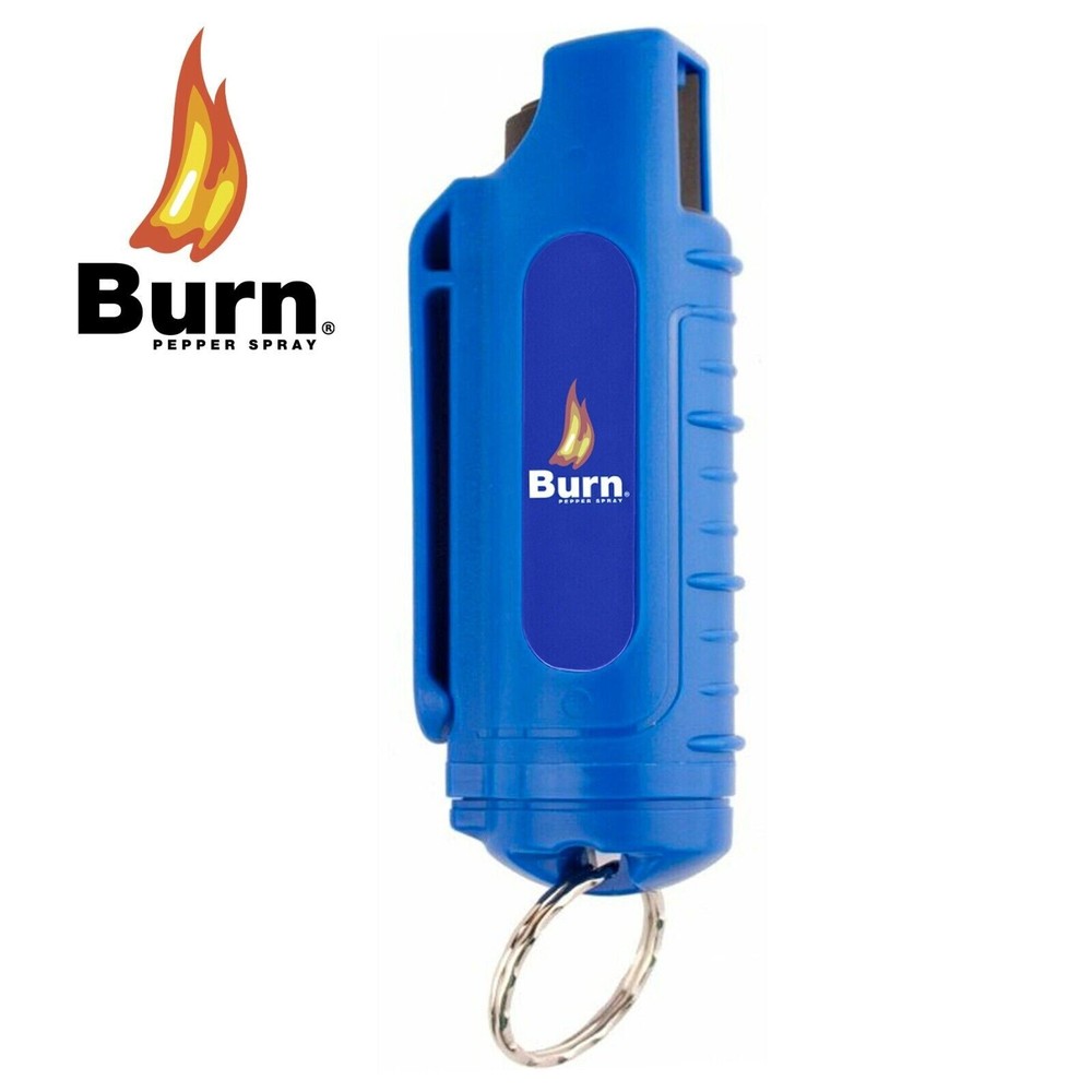 2 PACK BURN Pepper Spray 1/2oz Self Defense Keychain Security Case Black + Blue
