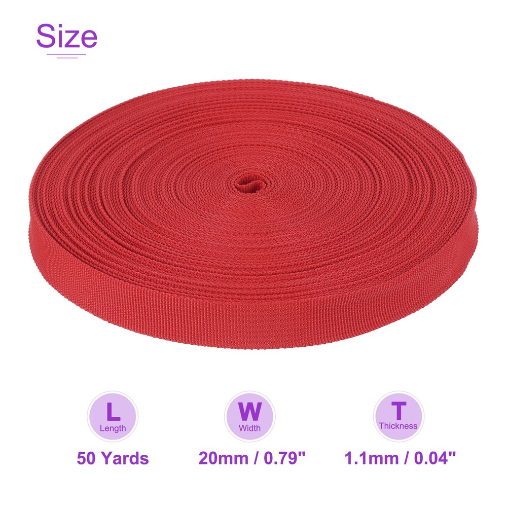 50 Yard x 3/4 inch Width Nylon Webbing Strap Poly Flat Webbing Strapping Red