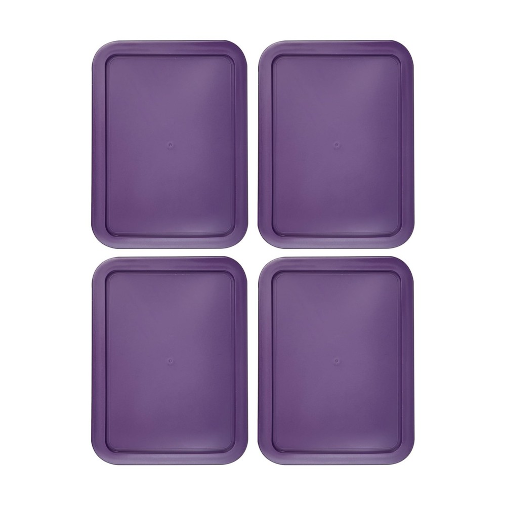 Replacement Lids for Pyrex 7210-PC 3-Cup Rectangle Purple 5.75x7.75" 4-Pack