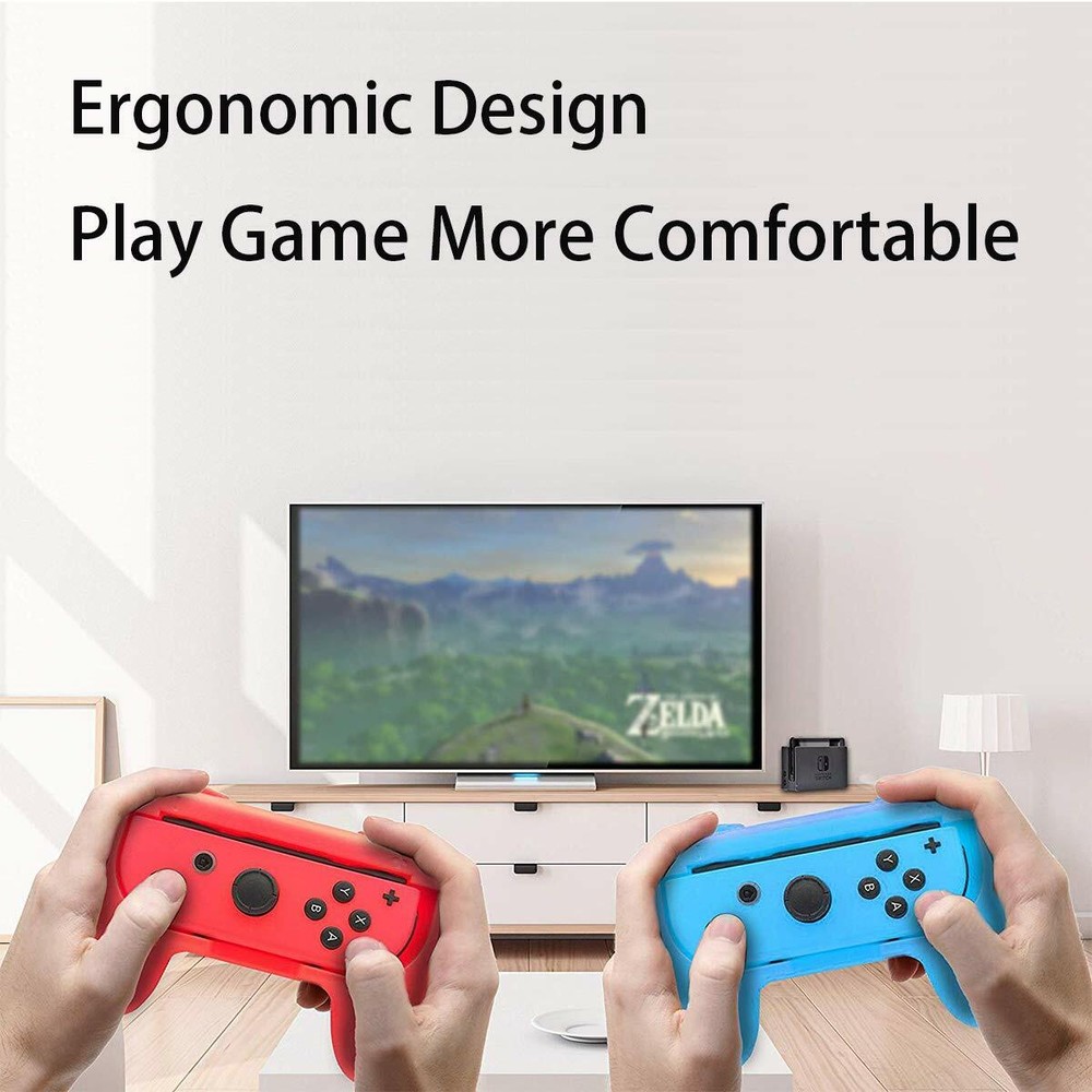 Beastron 2pk Joy-Con Grips Bundle with Nintendo Switch (Red & Blue)