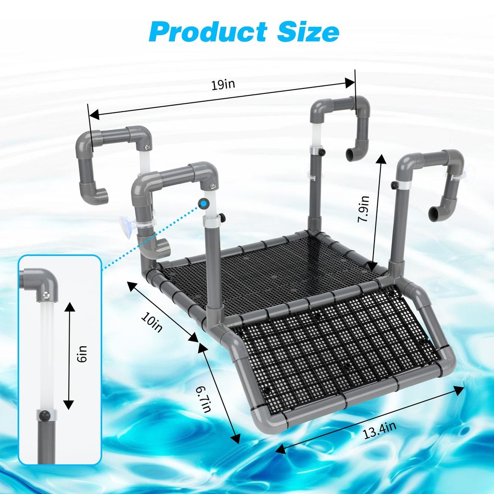 Extra Large Hanging Turtle Basking Platform 19 Inch Wider Dock Ramp Floating
