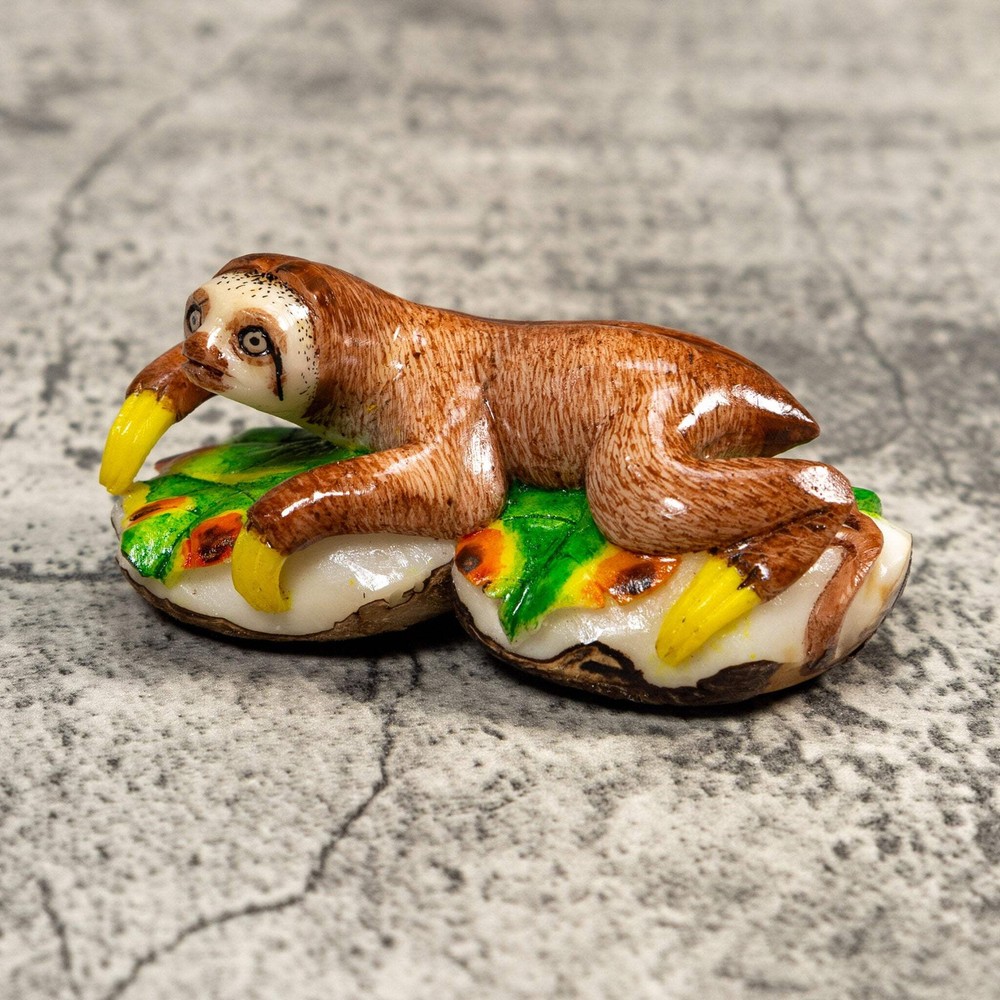 Double Nut Sloth Tagua Carving