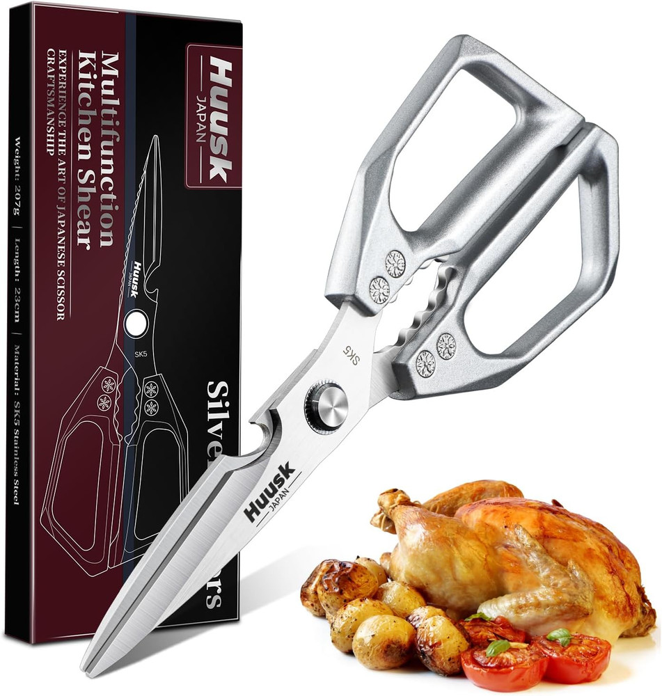 Kitchen Scissors All Purpose - Stainless Steel Kitchen Shear, Sharp Silver Meat