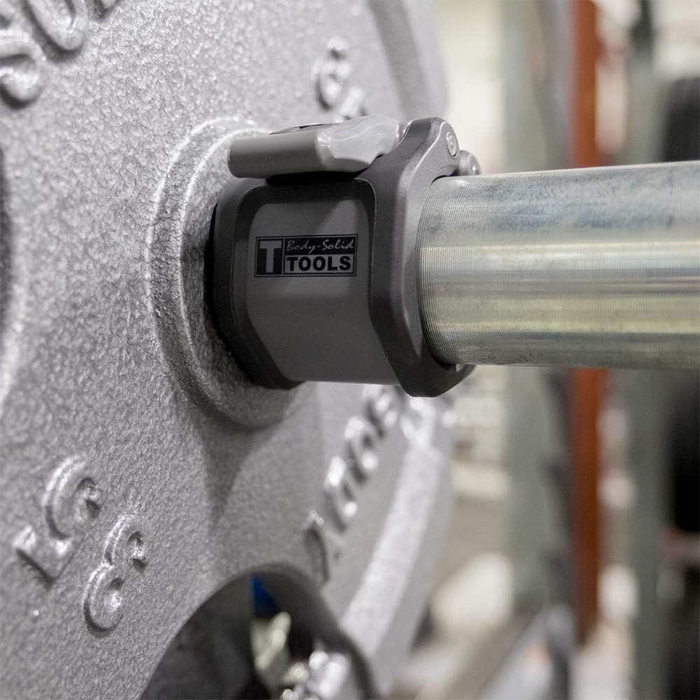 Body-Solid Tools Lock Jaw Hex Collars - Quick-Locking Latch Barbell Clamps