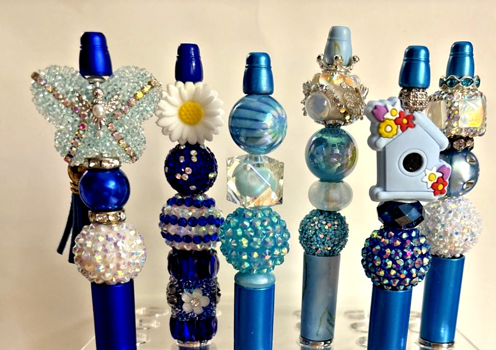 6 Handcrafted FANCY Beaded Pens