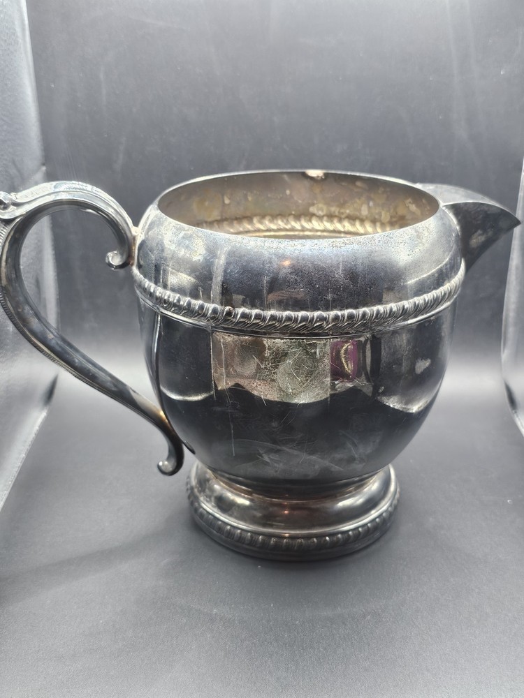 Large Vintage Silver Plate Water Pitcher Stamped