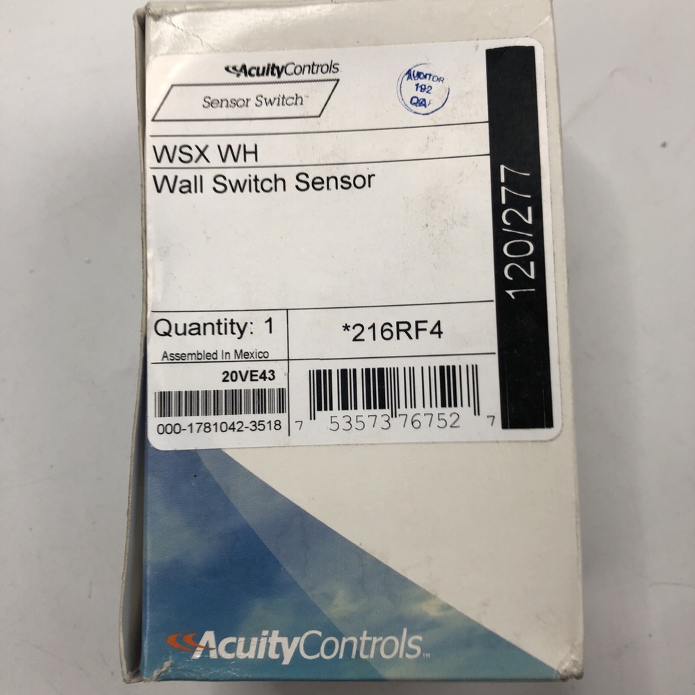 Occupancy Sensor Wall Switch WSX WH LED Accuity 216RF4 Single Relay White