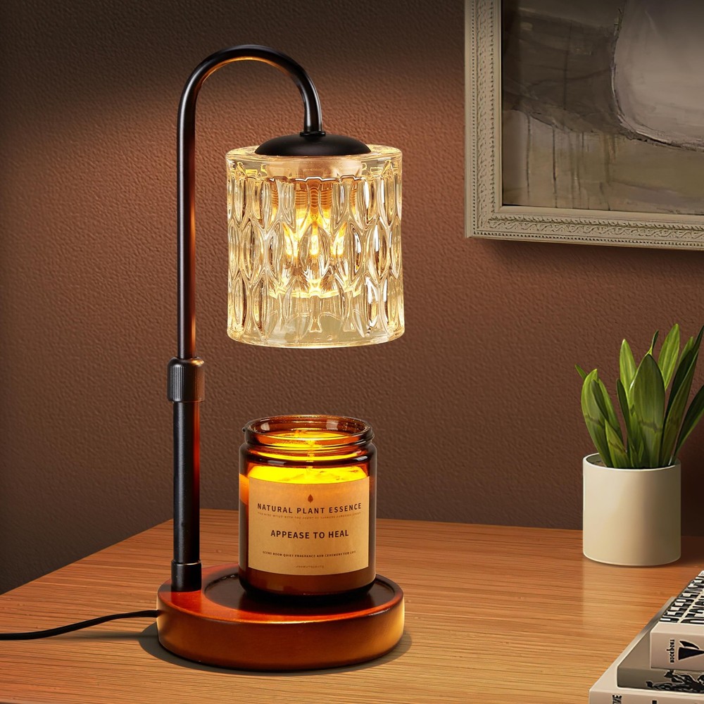 Briever Dimmable Candle Warmer Lamp with Timer, Height Adjustable Electric Ca...