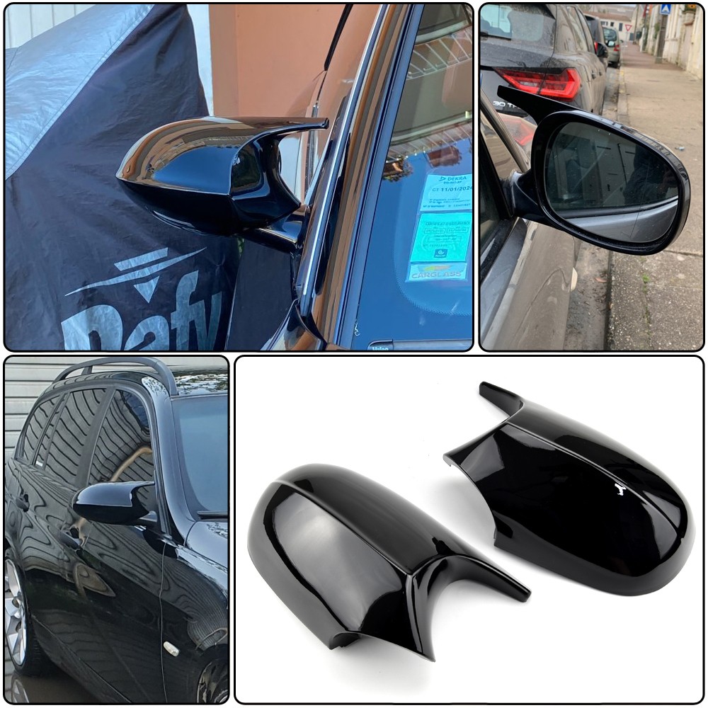 2x Mirror Cover Cap M Style Gloss Black For BMW E81 E82 E87 E90 E91 E92 E93 LCI