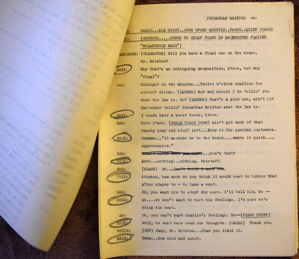 1944 Michael Raffetto " Johnathan Brixton " Complete Original Audition Script