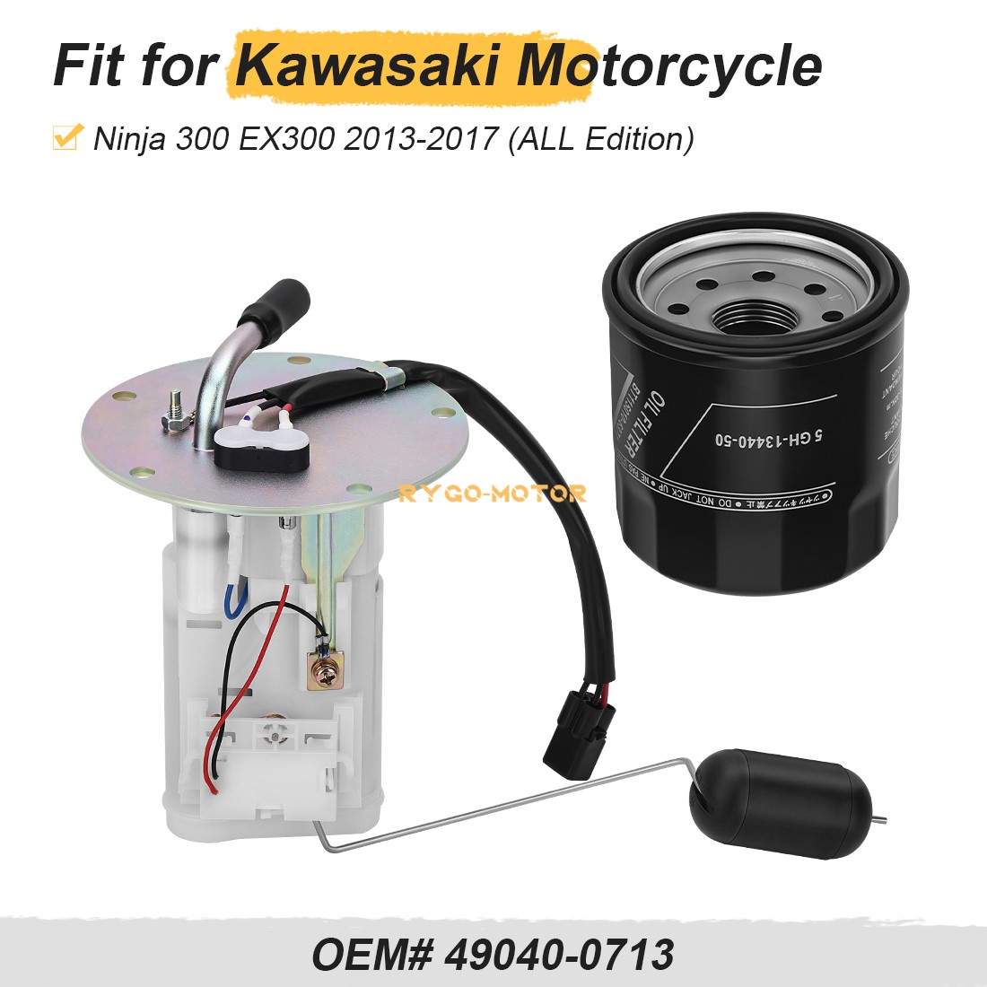 Fuel Pump w/Oil Filter For Kawasaki Ninja 300 EX300 2013-2017 49040-0713