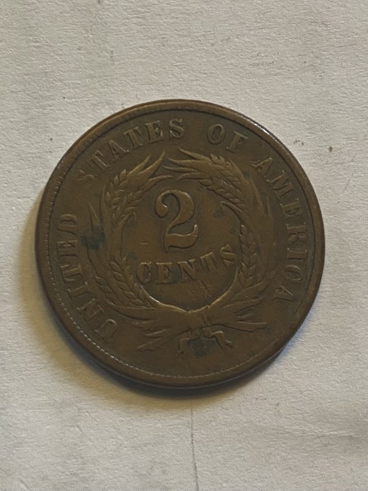 1865 Two Cent American Coin: Fine