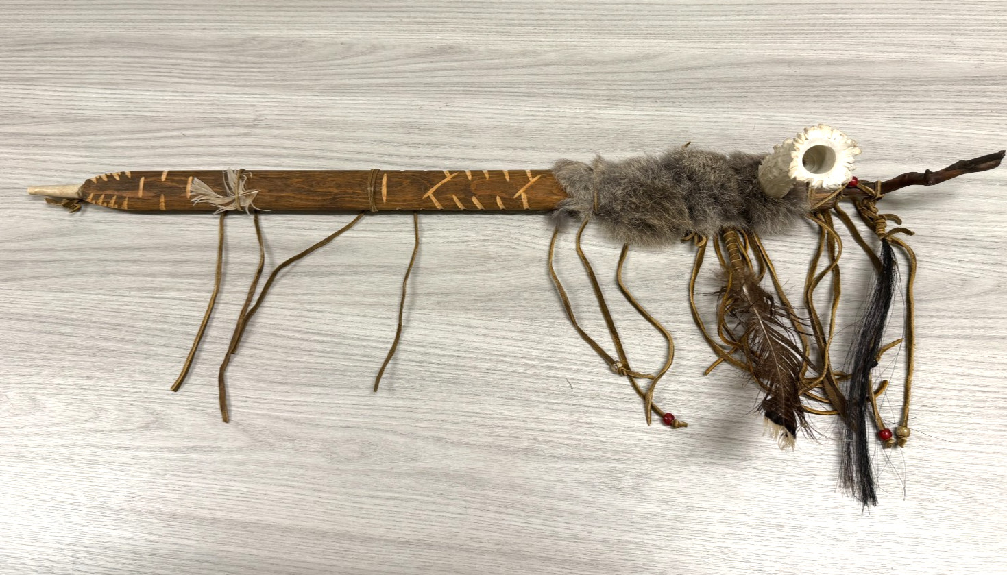 Replica Decorative Native American Deer Antler Peace pipe 29”