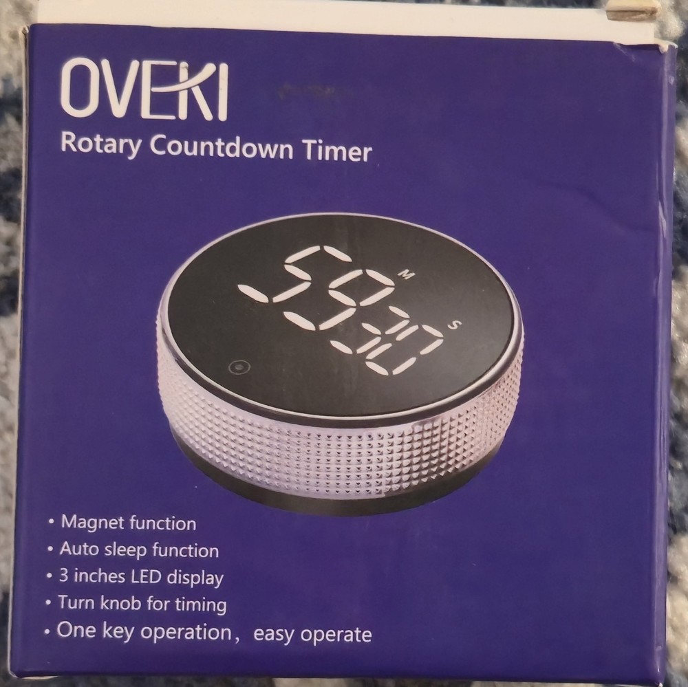 OVEKI Rotary Countdown Timer LED, Magnet & Auto Sleep Function 3” LED Display