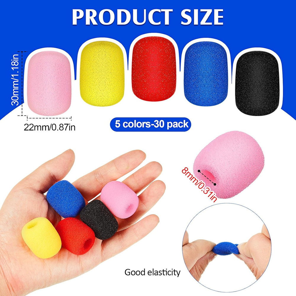 30 Pcs Mini Lapel Headset Microphone Foam Covers Microphone Windscreen Foam Lava