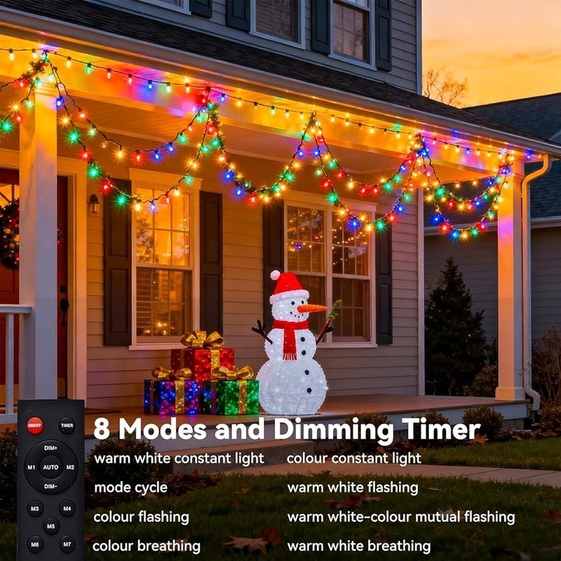 C9 Christmas Lights Outdoor LED String Lights Remote Control Timer 8 Modes New