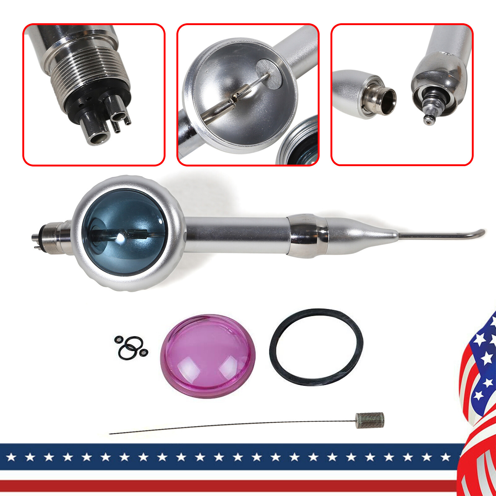 2X Dental Air Polisher Teeth Polishing Handpiece Hygiene Prophy 4 Holes w/ Tips