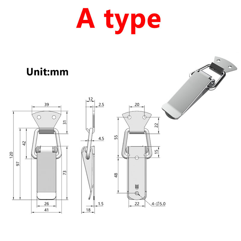 Toggle Case Catch Boxes Chest Trunk ToolBox Suitcase Clasp Latch Lock 304SS/Iron