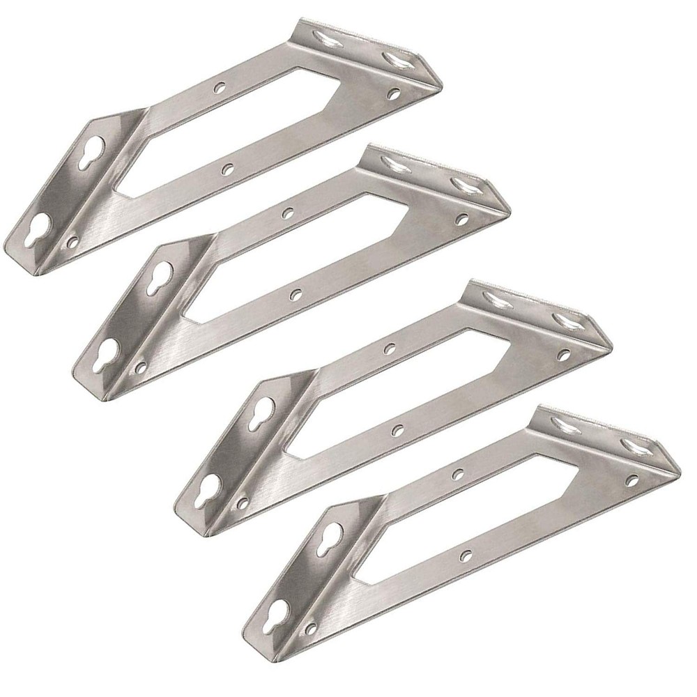 Rannb Trapeziform Angle Brackets Multi-Purpose Stainless Large 4pcs, Silver