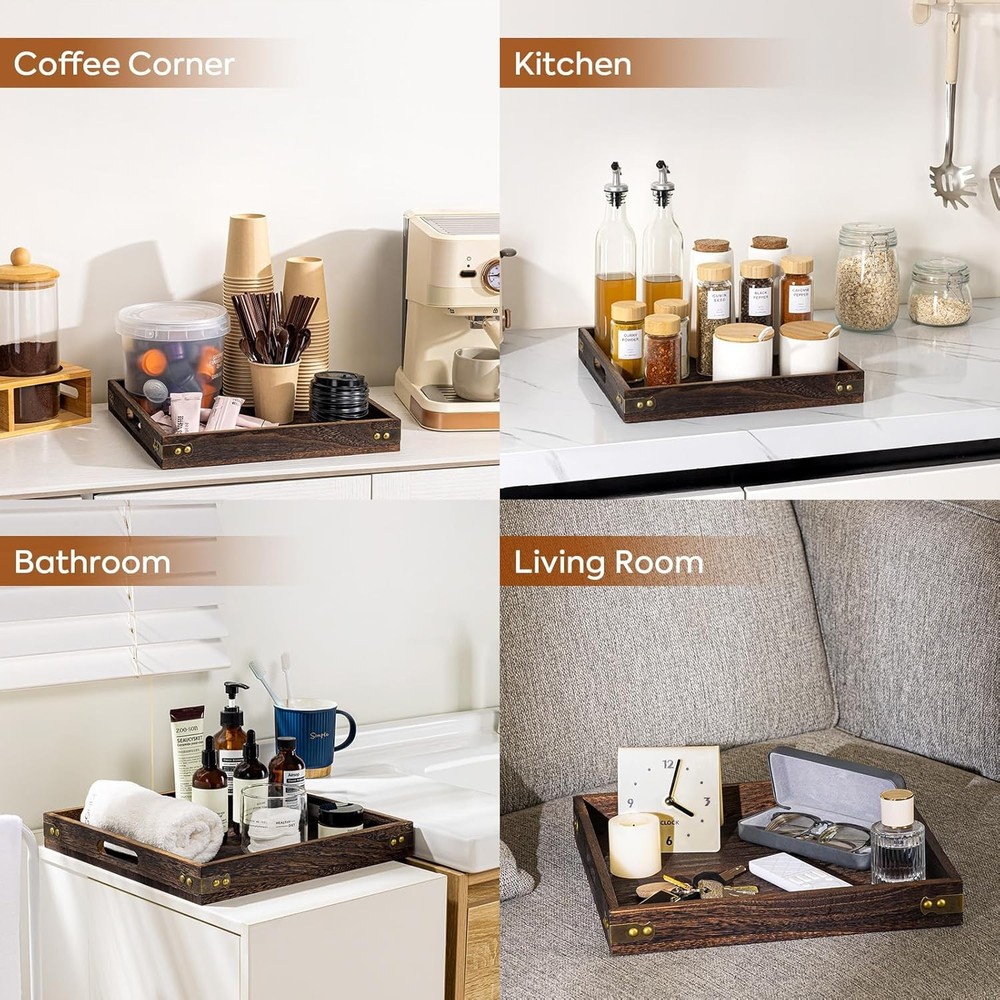 Yangbaga Serving Tray with 1" x x 1", Rustic