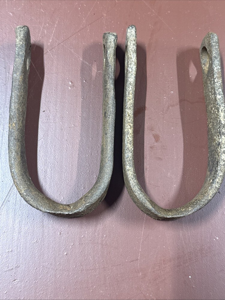 Antique Hand Forged Hook & Double Chain Large Primitive Farm Hearth Blacksmith