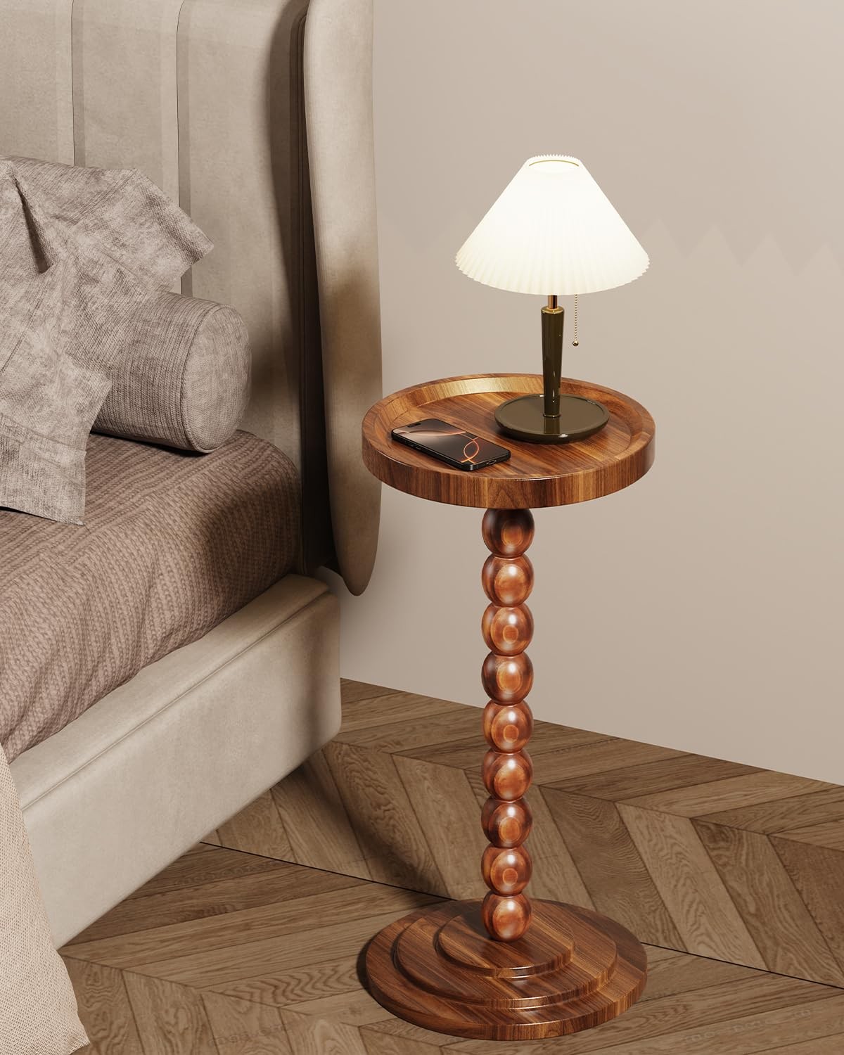 Round Wooden Side Table & Drink Table | Sturdy & Functional Mid-Century Moder...