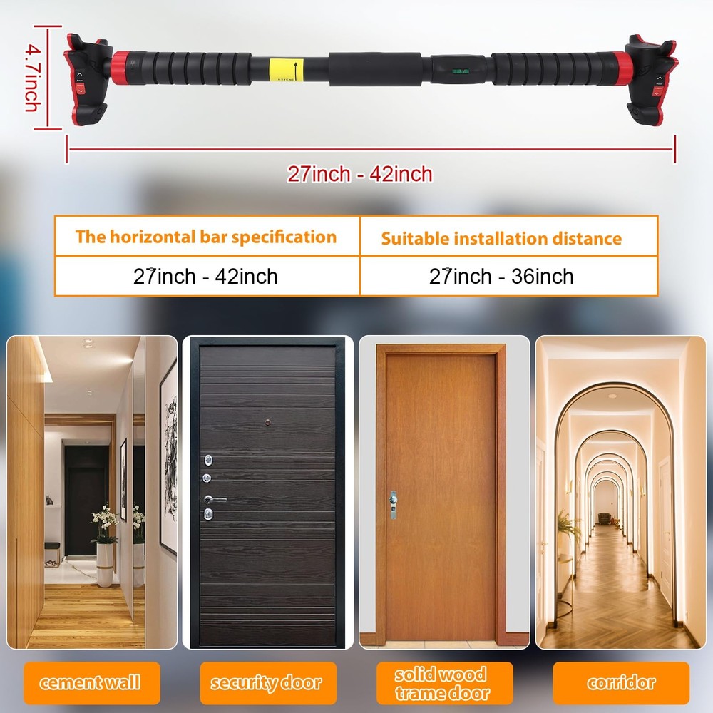 Pull Up Bar for Doorways,Hanging Bar for Exercise with Level Meter and Adjust...
