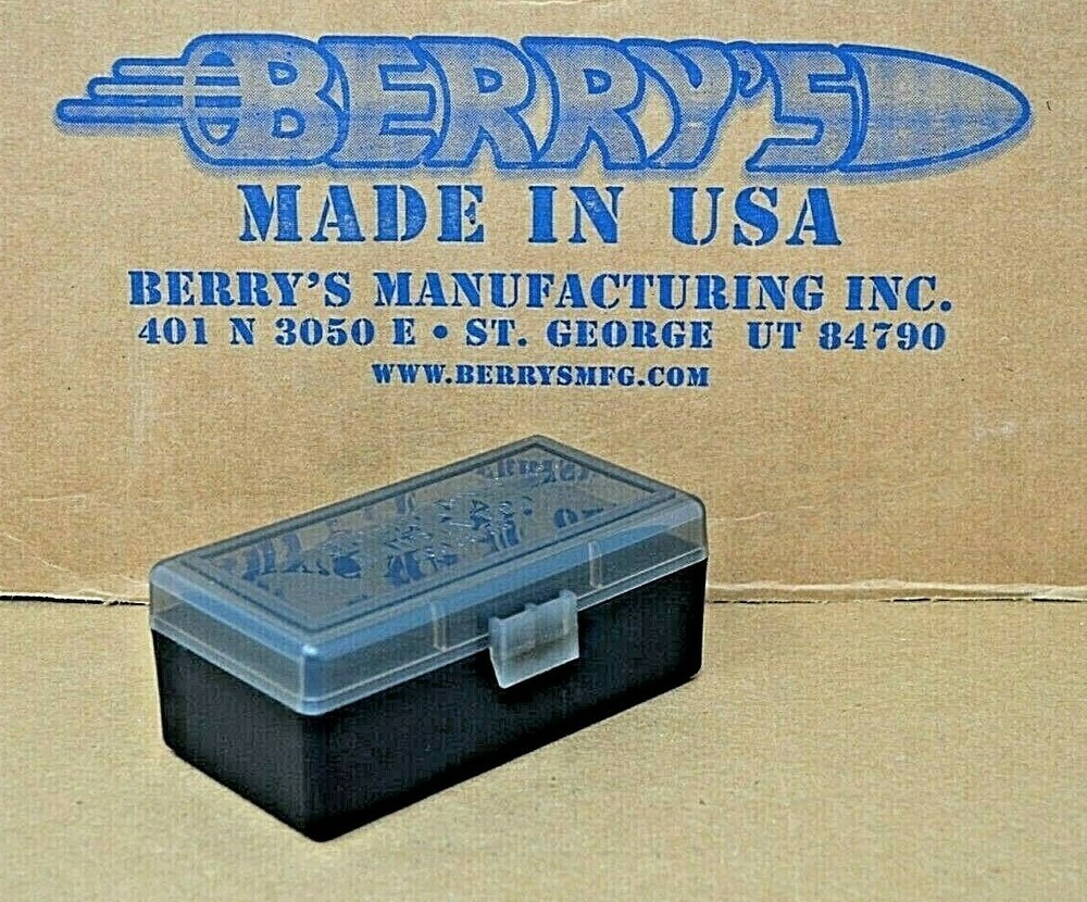 38 / 357 PLASTIC STORAGE AMMO BOXES (SMOKE / BLACK) BERRY'S MFG