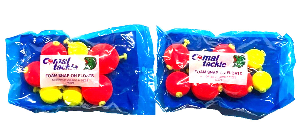 2 PACKS Comal Tackle Snap-On Float Assortment Two Colors Three Different Sizes