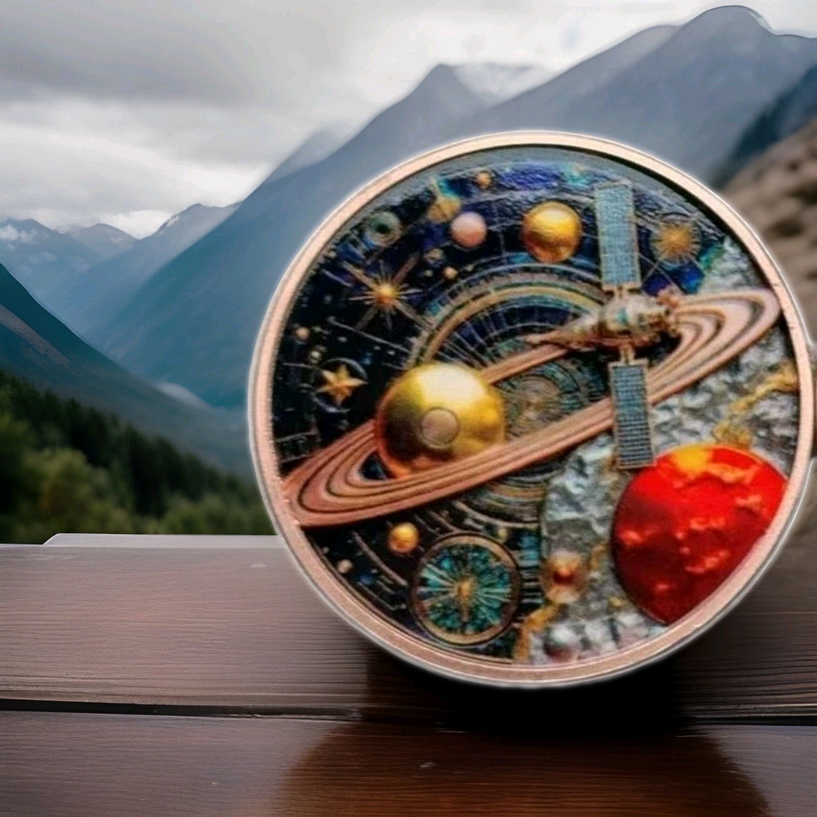 10 Oz Fine Copper .999 Space Universe Colorized In CAPSULE PRESALE