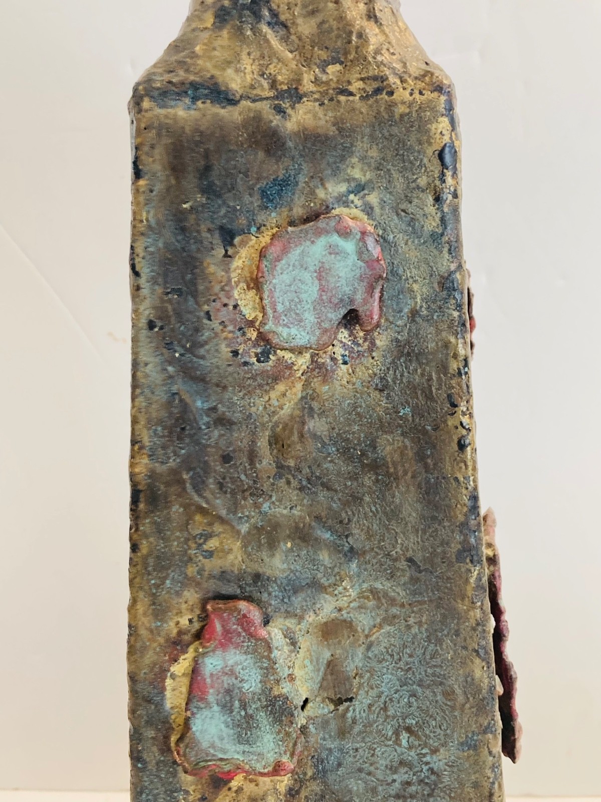 Beautiful MCM Metal Brutalist Bronze Vase Handmade Sculpture