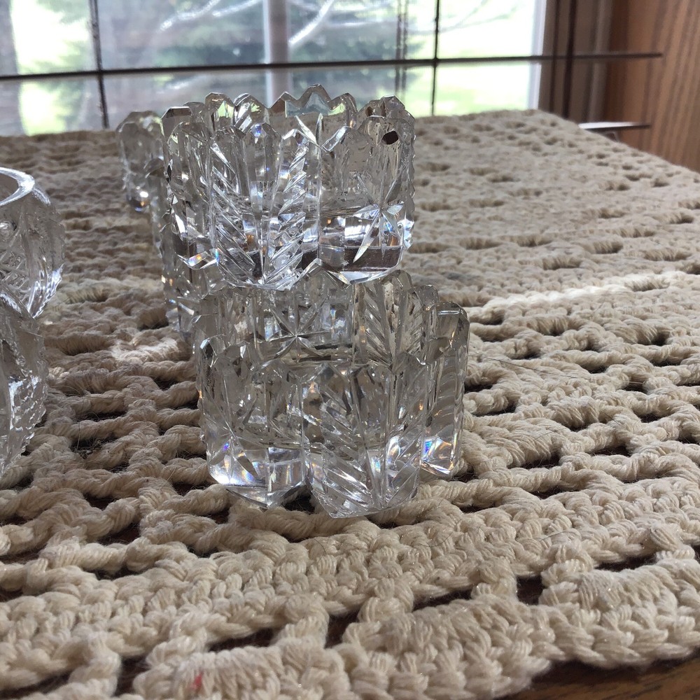 12 antique crystal open salts