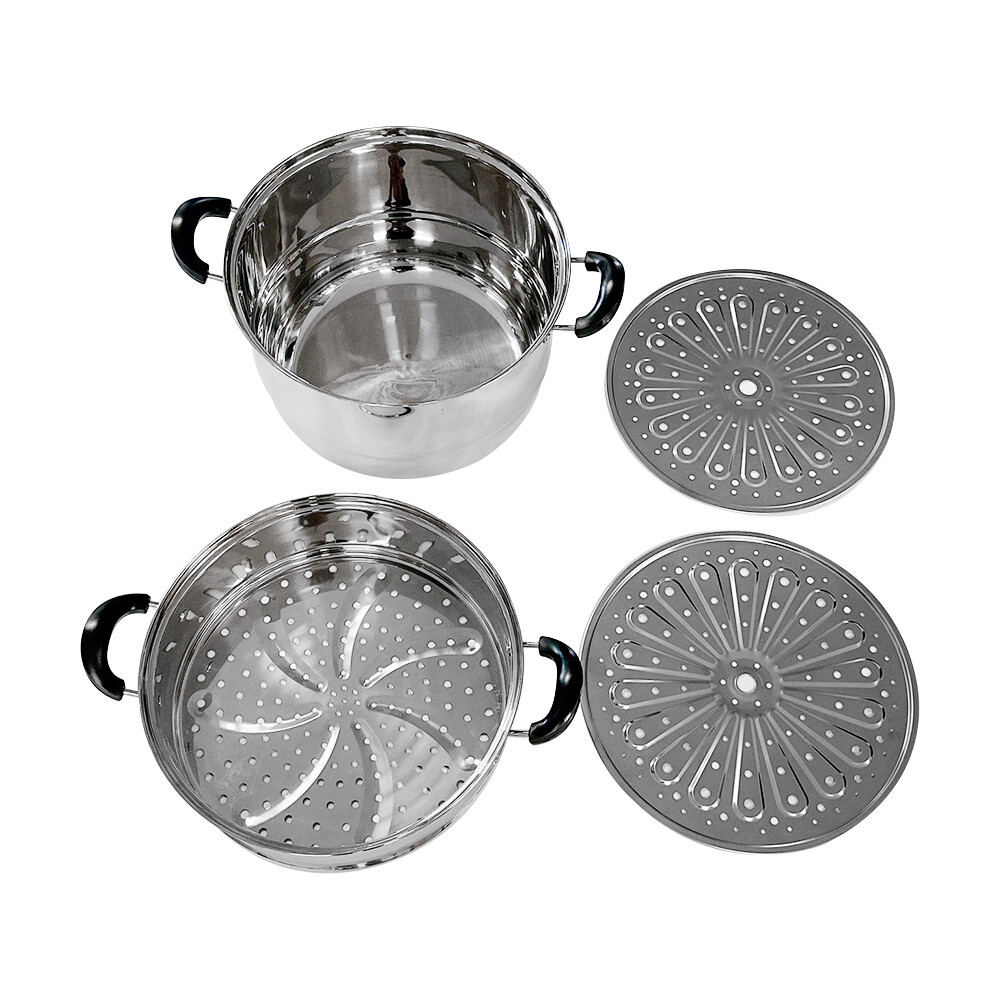 2-tier 13 inch Stainless Steel Stackable Steamer Pot, with Lid, Multipurpose Use