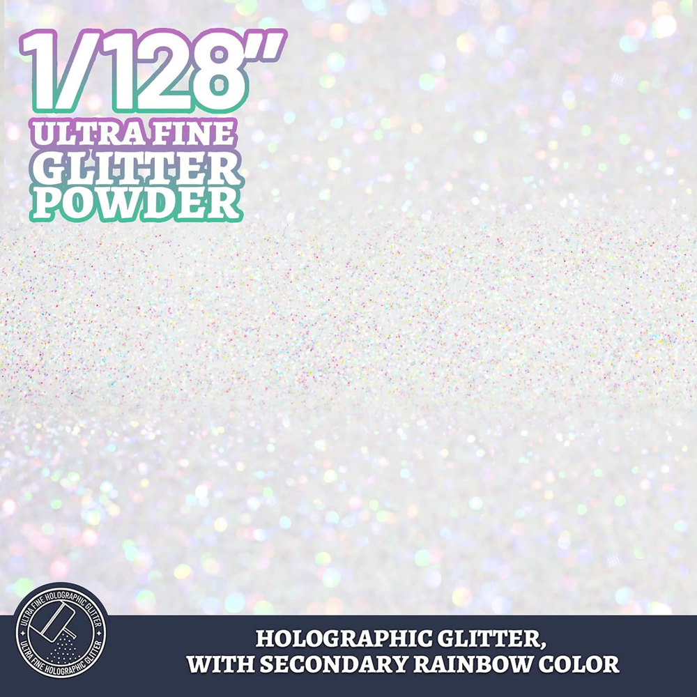 Rainbow White Chunky Glitter,150G/5.29Oz Iridescent