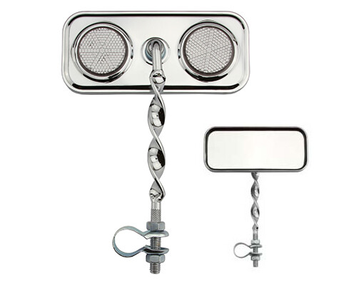 ONE Bike Rectangle Flat Twisted Mirror Chrome Clear Reflectors.