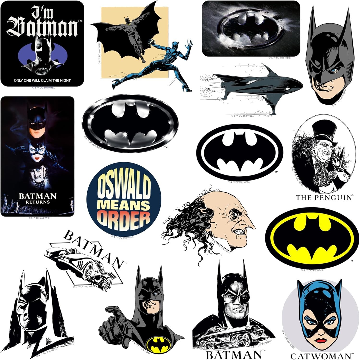 BATMAN RETURNS COLLECTION DIE CUT VINYL 50 CT STICKER PACK