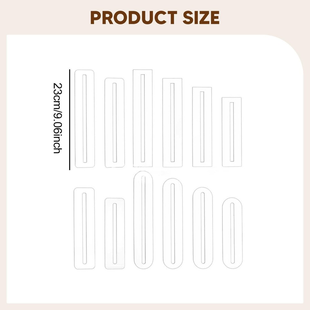12Pcs Zipper Overlay Template Measuring Template Clear Versatile Zipper Making