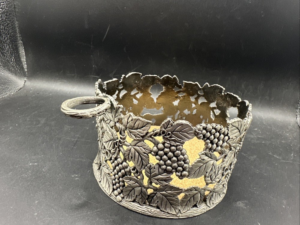 Vintage Pewter Grape Vine Wine Bottle Holder