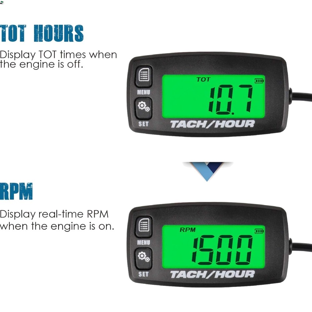 Digital Maintenance Tach/Hour Meter,Battery Replacement for Small Gas Engine,...
