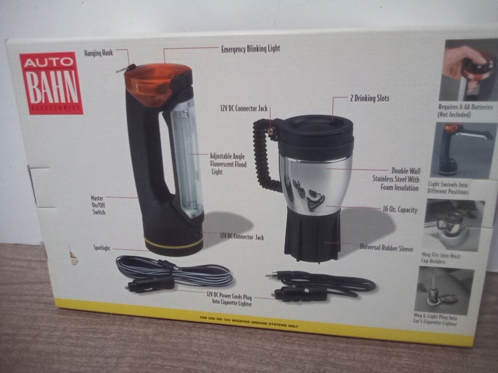 Auto Bahn NOS Heated Mug & Emergency Lantern Flasher Set