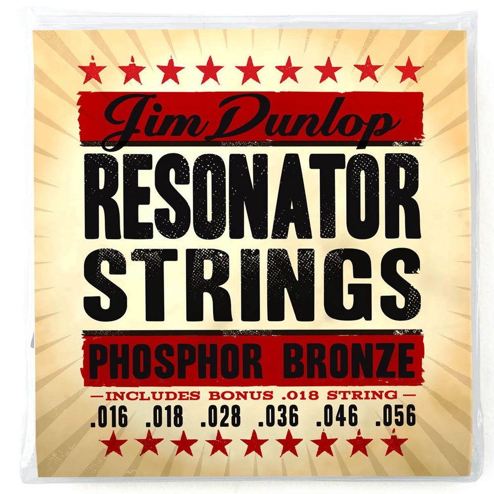Dunlop DOP1656 Phosphor Bronze Resonator Strings, 6-String Set w/ Bonus String
