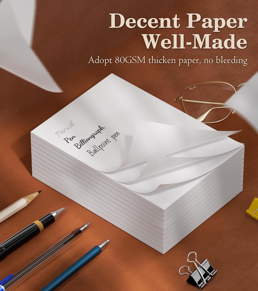 Note Pads 4x6 - Notepad - 10 - 50 In-10 Pack-50 Sheets-Blank, White