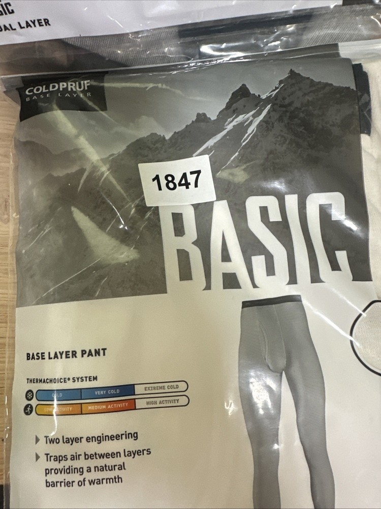ColdPruf Men's Size Medium, Basic Base Daul Layer thermal leggings Winter White