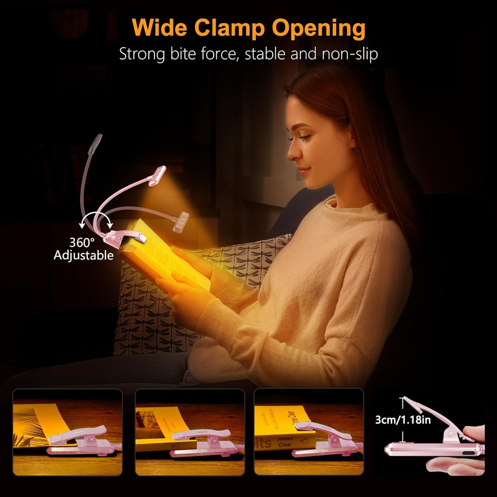 19 LED Rechargeable Book Light for Reading in Bed with Memory Function- Eye Cari