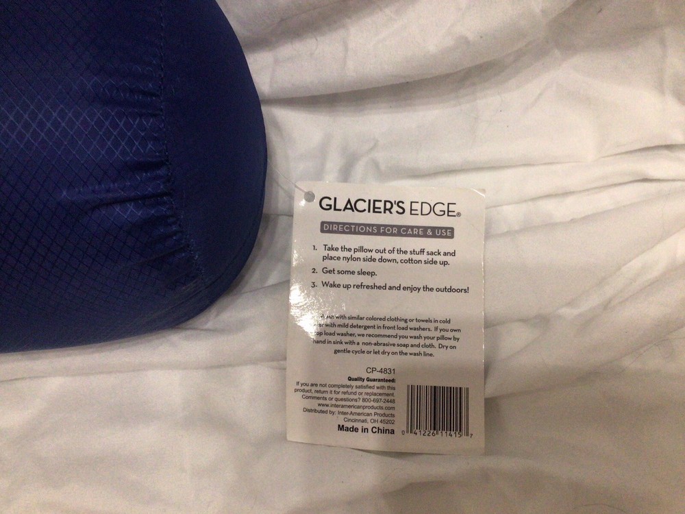 New Glaciers Edge Camp Pillow Light Weight Polyester
