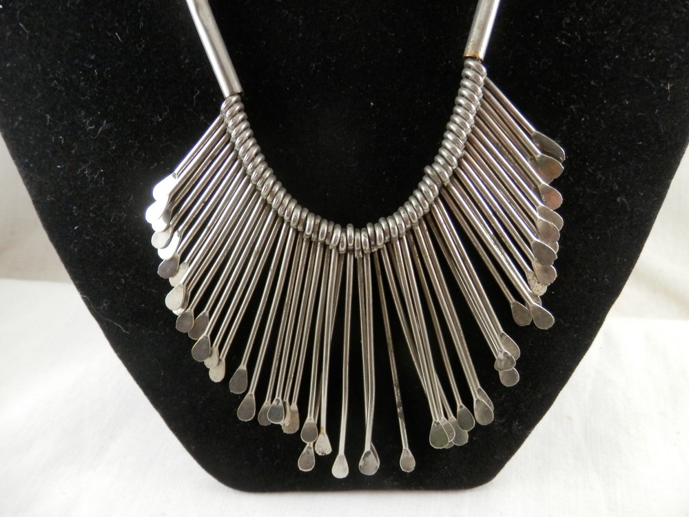 Unique Statement Dangle Spoon Necklace 24" Silver Twist Chain