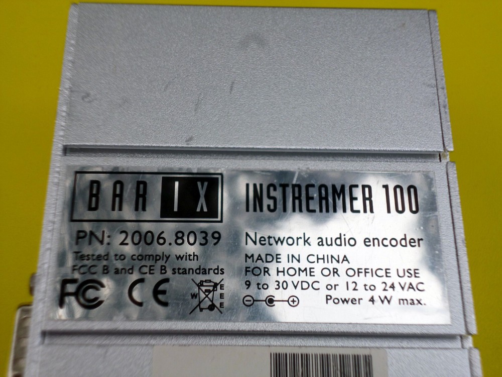 Barix Instreamer 100 - Network Audio Encoder