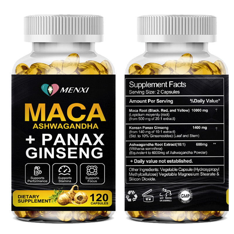 Organic Maca Root 120 Capsules 10000mg, Peruvian Maca Extract for Men & Women