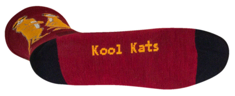 SockGuy Crew Kool Kats Socks - 6 inch, Burgundy, Small/Medium